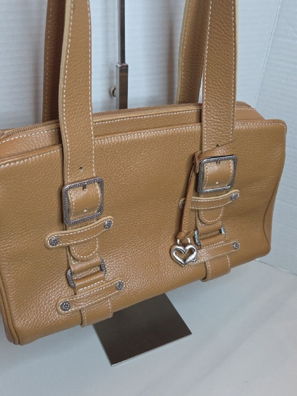 Brighton Tan Pebbled Leather Shoulder Bag with Heart Charm - Picture 2 of 14